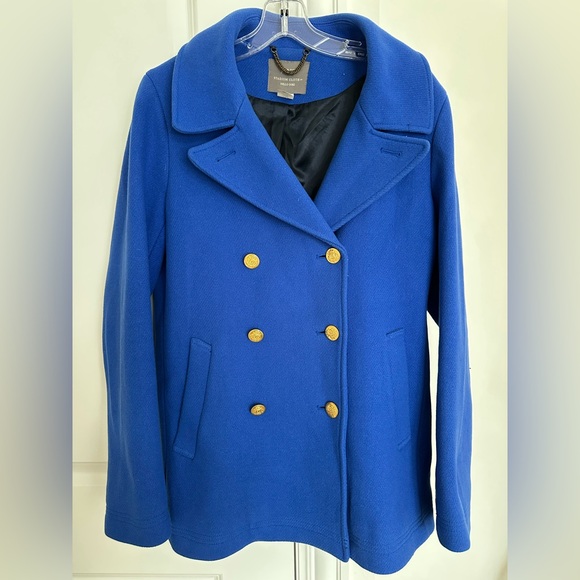 J. Crew Stadium Cloth by Nello Gori Royal Blue Wool Double Breasted Peacoat - Picture 3 of 9